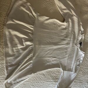 Express white long sleeve flounce sweatshirt dress